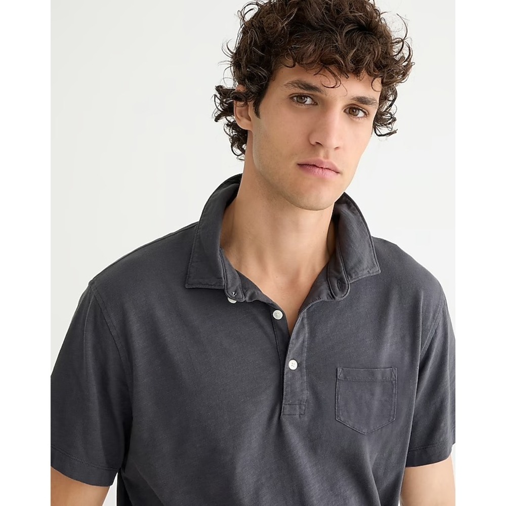 J.Crew Garment-Dyed Slub Cotton Short Sleeve  Gray Henley Shirt Men Size Medium